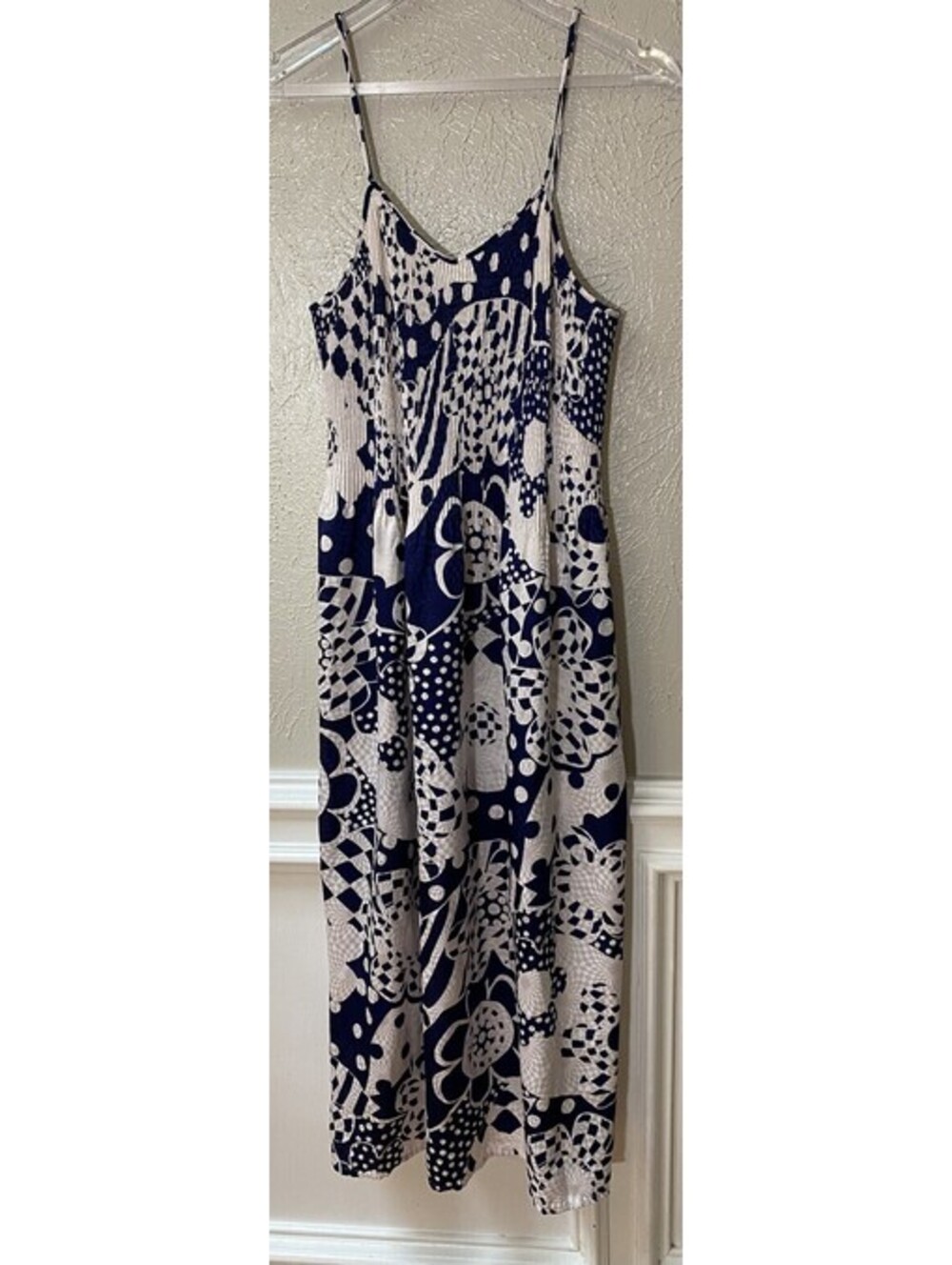 70’s Mary McFadden Small Blue Maxi Pleated Dress Floral Psychedelic Festival Vtg